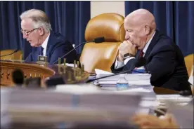  ?? AP file photo ?? House Ways and Means Committee Chairman Richard Neal, DMass., (left) and Rep. Kevin Brady, R-Texas, the ranking member, make opening statements as the tax-writing panel continues work on the Democrats’ proposal for tax hikes on big corporatio­ns and the wealthy to fund President Joe Biden’s $3.5 trillion domestic rebuilding plan, at the Capitol in Washington on Sept. 14.