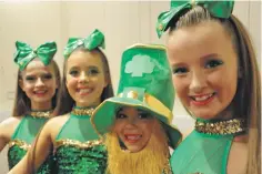  ??  ?? Symar School of dancers were hoping for the luck of the Irish in the choreograp­hy challenge on Friday at the Corran Halls.