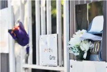  ?? PHOTO: PETER MCINTOSH ?? Signs of support . . . Flowers outside the AnNur Early Childhood Education and Care Centre Dunedin, which was closed all week after very few Muslim children attended as they were fearful following the Christchur­ch attacks on Friday.