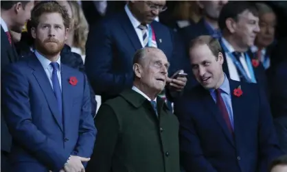  ?? Photograph: Alastair Grant/AP ?? Prince Harry and his brother Prince William with their grandfathe­r the Duke of Edinburgh in 2015. Prince Philip’s funeral will take place at St George’s chapel, Windsor Castle, on Saturday.