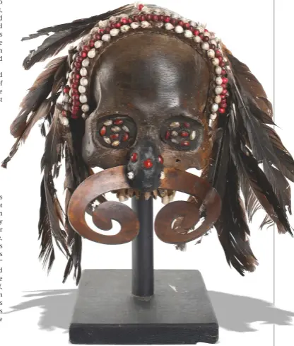  ??  ?? This highly decorated “ancestor skull” sold for a top estimate £3,000 at Summers Place