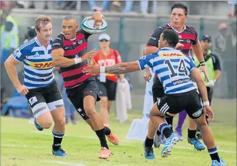  ?? Picture: FREDLIN ADRIAAN ?? ON THE ATTACK: EP Kings’ Alshaun Bock breaks through the Western Province defence during their match at the Wolfson Stadium yesterday