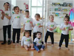  ??  ?? TODDLERS IN their Krakow JCC T-shirts, in the city’s first Jewish preschool since the Holocaust, which opened two years ago.