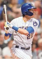  ?? JEFF HANISCH/USA TODAY SPORTS ?? After hitting 36 home runs in 2018, Brewers outfielder Christian Yelich has 31 in 2019.