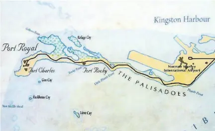  ??  ?? Map of Port Royal and a section of the Palisadoes strip.