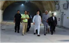  ??  ?? Prime Minister Narendra Modi on Sunday inaugurate­d the state-of-art ChenaniNas­hri tunnel and took a short walk and a jeep ride inside the tube.