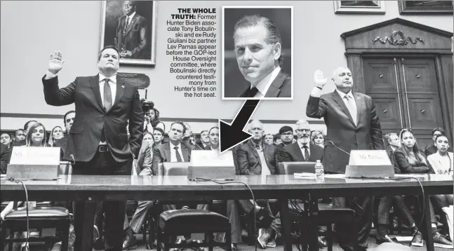  ?? ?? THE WHOLE TRUTH: Former Hunter Biden associate Tony Bobulinski and ex-Rudy Giuliani biz partner Lev Parnas appear before the GOP-led House Oversight committee, where Bobulinski directly countered testifrom mony Hunter’s time on the hot seat.