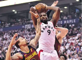  ?? FRANK GUNN/THE CANADIAN PRESS ?? Toronto Raptors forward Serge Ibaka is taking plenty of heat for his lacklustre play in the first two games against the Cleveland Cavaliers, both Cavs wins. Game 3 is Saturday in Cleveland.