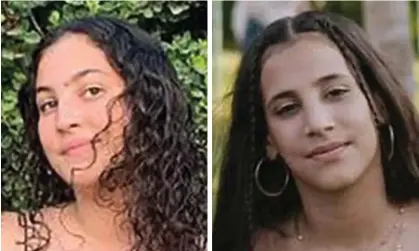  ?? ?? Noiya, 16 (left), and Yahel, 13, lived in kibbutz Be’eri. Their mother, Lianne, was killed in Saturday’s atrocities. Photograph: BBC News