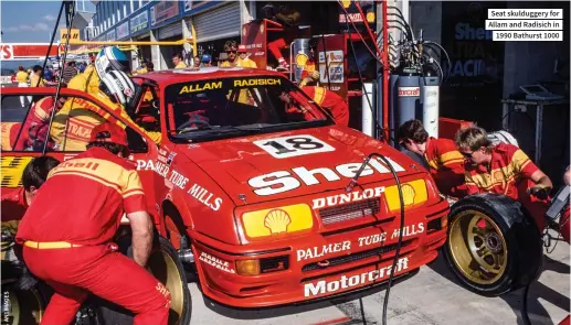  ??  ?? Seat skuldugger­y for Allam and Radisich in 1990 Bathurst 1000