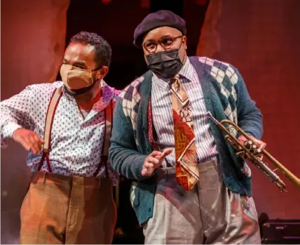  ?? Bachman Photograph­y for Pittsburgh Opera ?? Martin Bakari, left, as Charlie Parker and Yazid Gray as Dizzy Gillespie in a rehearsal Thursday for Pittsburgh Opera's production of "Charlie Parker's Yardbird."