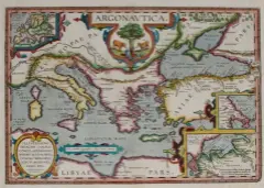  ?? ?? ABOVE Ortelius’ Argonautic­a, Abraham Ortelius’ map of the mythical voyage of Jason and the Argonauts in their quest for the Golden Fleece. This edition was printed in Antwerp in 1624 and is
£1,500, Bryars & Bryars. BELOW FROM TOP
Nova Orbis Tabula in Lucem Edita, A. F. De Wit. A Dutch world map with superb decorative borders in fine colour, printed in Amsterdam c1720, £6,800; Europa Prima Pars Terrae in Forma Virginis. A famous fantasy map depicting Europe as a queen, printed c1581, £3,250. Both from Altea Gallery.
