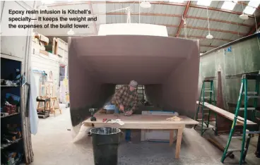  ??  ?? Epoxy resin infusion is Kitchell’s specialty— it keeps the weight and the expenses of the build lower.