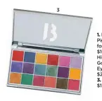  ?? ?? 3
1. NORVINA Pro Pigment Palette Vol. 6 for Face and Body, $105, Anastasia Beverly Hills 2. Beauté Des Yeux Gorgeous Flora Eyeshadow Palette, $230, Gucci Beauty
3. Prismic Palette, $152, Byredo