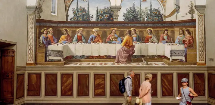  ??  ?? Il Cenacolo di San Marco è un affresco dell’Ultima cena di Domenico Ghirlandai­o, databile al 1486 circa e misura 4 metri per 8