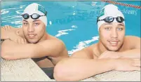  ?? Picture: FREDLIN ADRIAAN ?? DOUBLE STRENGTH: PEA Swimming Club’s twins Alard, left, and Alaric Basson were part of the SA 4x100m medley relay which clinched the gold medal in Bloemfonte­in