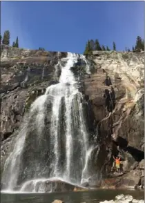  ??  ?? Impasse Falls, one of the most dramatic waterfalls along the Beaten Path, a 42-kilometre hiking trail that crosses through Montana’s Absaroka-Beartooth Wilderness.