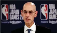  ?? AP PHOTO BY JAE C. HONG ?? In this Oct. 8, 2019, file photo, NBA Commission­er Adam Silver speaks at a news conference before an NBA preseason basketball game between the Houston Rockets and the Toronto Raptors in Saitama, near Tokyo.