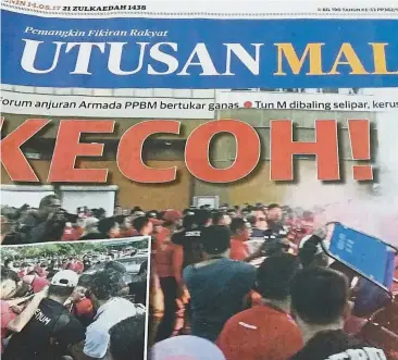  ??  ?? Challengin­g times: A file picture of the Utusan Malaysia newspaper. The newspaper group is going through a staff rationalis­ation scheme that will likely see its workforce of about 1,500 reduced by half and the closing down of its printing plant in Kuala Terengganu.