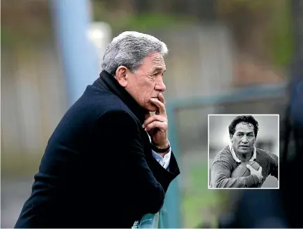  ?? PHOTO: GETTY IMAGES ?? Winston Peters, inset in his playing days, promises to put New Zealand first in his new role as All Blacks coach.