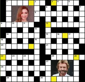  ?? ?? Solve the clues and rearrange the letters in the shaded squares to spell out the name of an American actor (3,5). To enter, see below right. The winner gets £500. Usual rules apply (below).