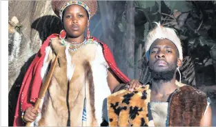  ??  ?? Xolile Gumede as Nozililo and Senzo Mabanga as Mbopha in a scene from Lindinkosi Mbatha’s Nawe Mbopha KaSithayi.