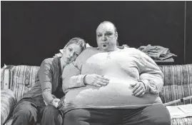  ?? JOHN GROSECLOSE ?? Anne Marie Falvey is Liz and Damon Dering stars as Charlie, a morbidly obese shut-in, in the Stray Cat Theatre production of “The Whale.”