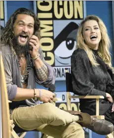  ?? PICTURE: AP ?? Jason Momoa and Amber Heard at the panel discussion for Aquaman at Comic-Con.