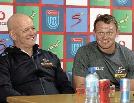  ?? /EJ Langner/Gallo Images ?? Travel plans: Stormers coach John Dobson, left, says it would be silly for Deon Fourie to travel to England for a match and return for another game in Cape Town six days later.