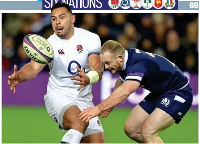  ?? GETTY IMAGES ?? Power play: Te’o (left), in action against Scotland, can add muscle to England’s midfield
