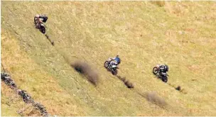  ?? Beth Holt ?? ● Some of the motorbike riders who are said to be treating Rossendale farmland like a ‘playground’