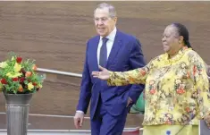  ?? — Reuters ?? South Africa’s Foreign Minister Naledi Pandor welcomes Russia’s Foreign Minister Sergei Lavrov in Pretoria.