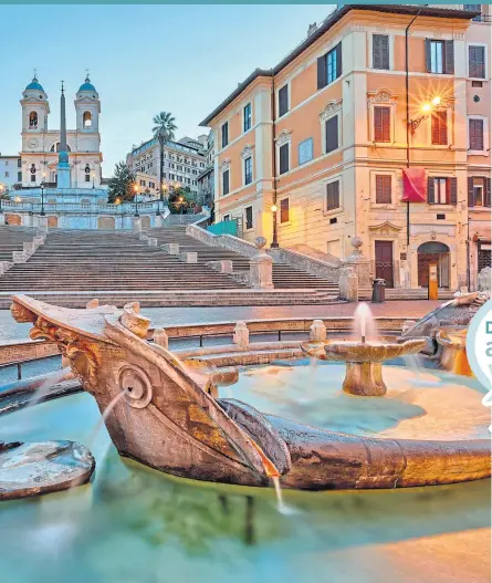  ?? Pictures PA ?? Clockwise from main: Rome’s Spanish Steps; Bernini’s Fontana del Tritone in Piazza Barberini; and the Colosseum