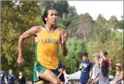  ?? Signal file photo ?? Canyon’s Ethan Danforth came in first place in the second heat of the Division 2 boys race at the CIFSouther­n Section cross-country prelims on Friday.