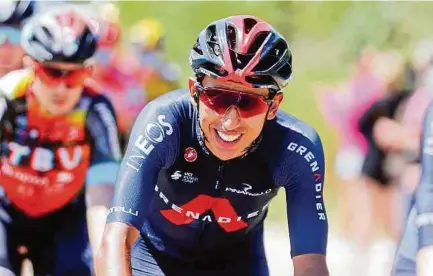  ?? EFE ?? Egan Bernal ganó cinco posiciones en la etapa de ayer y está noveno, a 57 segundos del líder y a 21 del favorito Primoz Roglic.