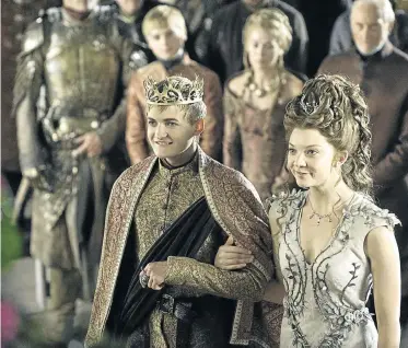  ?? Picture: HBO ?? PARTY PURPLE: Jack Gleeson and Natalie Dormer, who play Joffrey Baratheon and Margaery Tyrell, at the now infamous wedding ceremony in ’Game of Thrones’