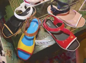  ??  ?? Crushing on these: Melissa’s colorful Crush sandals