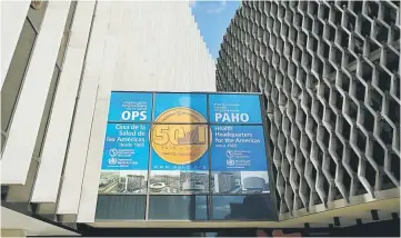  ??  ?? The outside of the PAHO/WHO is seen in Washington, DC. Measles has been eradicated from the Americas after decades of vaccinatio­n efforts, the world’s first region to rid itself of the highly contagious disease, global health authoritie­s said. — AFP...