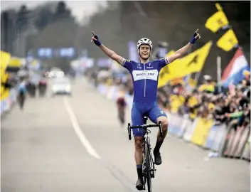  ??  ?? Niki Terpstra took Quick-Step's irst of two monument wins at Flanders this April