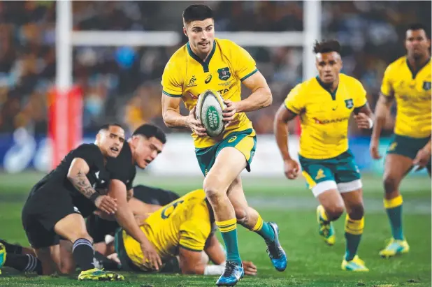  ?? Picture: GETTY ?? THE X-FACTOR: Jack Maddocks of the Wallabies runs the ball during the Bledisloe Cup match against New Zealand.