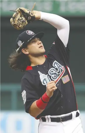  ??  ?? Bo Bichette has made his case — in words and actions — for why he should be called up to the Toronto Blue Jays soon. rob Carr/getty images