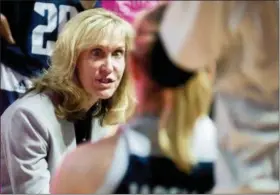  ?? BAC TOTRONG — DAILY NEWS VIA AP, FILE ?? In this Feb. 7, 2019, file photo, Rice coach Tina Langley talks to players during an NCAA college basketball game against Western Kentucky, in Bowling Green, Ky. Buoyed by the second-longest winning streak in the country, Rice has entered The Associated Press women’s basketball poll for the first time in school history. The Owls have won 15 straight games and are ranked 25th in Monday’s poll.