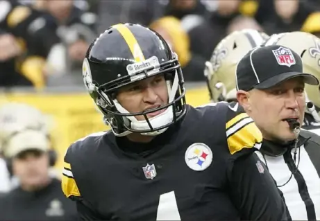  ?? Keith Srakocic/Associated Press ?? Steelers kicker Matthew Wright looks on during Sunday's game against the Saints, in which he made two field goals but also missed two.