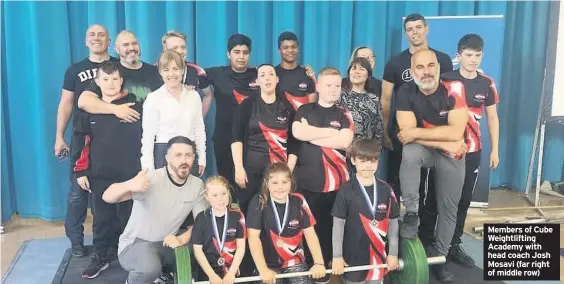  ??  ?? Members of Cube Weightlift­ing Academy with head coach Josh Mosavi (far right of middle row)