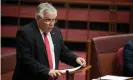  ?? Photograph: Mike Bowers/The Guardian ?? Senator Rex Patrick says while the foreign affairs minister, Marise Payne, had raised concerns in public about the treatment of Uighurs in Xinjiang, the Australian government ‘has to do something more than just talking’.