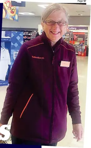  ??  ?? Valued employee: Alzheimer’s sufferer Yvonne, wearing her Sainsbury’s uniform with pride