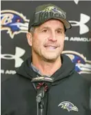  ?? KEVIN RICHARDSON/STAFF ?? “Our guys understand that we have to go earn everything we get, and if we earn it, then we’ll get it. If we don’t earn it, we won’t,” Ravens coach John Harbaugh said.“So, we’re going to try to win as many games as we can, climb as high as we can.”