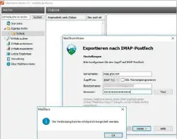  ??  ?? Die Mailumstel­lung von POP3 zu IMAP über die Export-funktion von Mailstore Home ist einfacher, bietet aber weniger Kontrolle als ein Client wie Outlook.