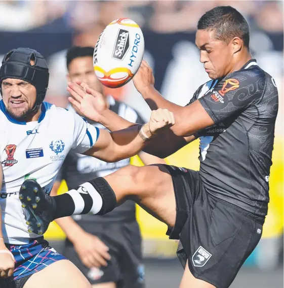  ?? Picture: GETTY IMAGES ?? New Zealand five-eighth Te Maire Martin is back in the starting line-up for the quarter-finals and will be out to tackle Fiji.