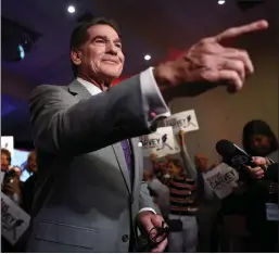  ?? MARIO TAMA — GETTY IMAGES ?? Republican Senate candidate and former Dodger Steve Garvey speaks to the media at his election night watch party on Tuesday in Palm Desert.